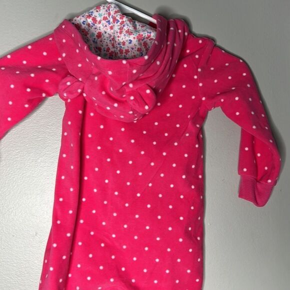 Carter's Toddler 24 month Pink Footless Hooded Fleece Zip One Piece. - Picture 8 of 9